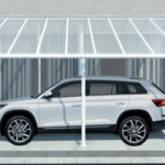 Aliuminio stoginė pastatoma prie sienos Sierra Palram - Canopia 3 x 5,46 m balta