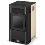 Granulinė krosnelė, oro pūstuvas, A+ energijos klasė, didelis efektyvumas, ekologiškas šildymas namams