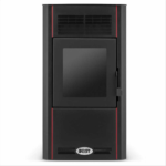 Oro granulinė krosnelė, namų šildymui, efektyvus medienos granulių degiklis, A+ energijos klasė, modernaus dizaino granulinė krosnelė - Image 2