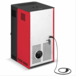 Oro granulinė krosnelė, namų šildymui, efektyvus medienos granulių degiklis, A+ energijos klasė, modernaus dizaino granulinė krosnelė - Image 3