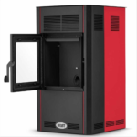 Oro granulinė krosnelė, namų šildymui, efektyvus medienos granulių degiklis, A+ energijos klasė, modernaus dizaino granulinė krosnelė - Image 6