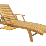 GARDEN PLACE Alva saulės gultas, 198 x 72 x 43 cm, natūralios apdailos, pagamintas iš tvirtos tikmedžio medienos, reguliuojamas atlošas, su ratukais, įskaitant ištraukiamą šoninį staliuką