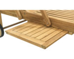 GARDEN PLACE Alva saulės gultas, 198 x 72 x 43 cm, natūralios apdailos, pagamintas iš tvirtos tikmedžio medienos, reguliuojamas atlošas, su ratukais, įskaitant ištraukiamą šoninį staliuką - Image 10
