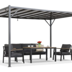 Antracito spalvos Paros 3x4 m pavėsinė su tinkleliu nuo uodų Garden Point