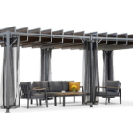 Antracito spalvos Paros 3x6 m pavėsinė su tinkleliu nuo uodų Garden Point