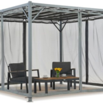 Antracito spalvos Paros 3x3 m pavėsinė su tinkleliu nuo uodų Garden Point