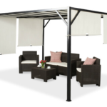 Metalinė terasos pergola Santorini 3 x 4m kreminės spalvos