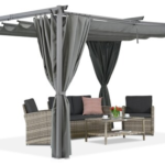 Antracito spalvos Garden Point terasinė pavėsinė su užuolaidomis 4x4 m La Palma