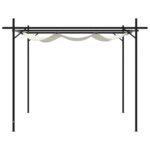 Pergolė su ištraukiamu stogu, kreminės spalvos, 395x292x230cm - Image 4