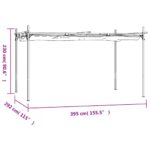 Pergolė su ištraukiamu stogu, kreminės spalvos, 395x292x230cm - Image 6